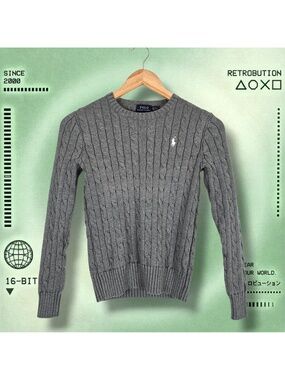 Polo Ralph Lauren Cable Knit Sweater Gray Size XS